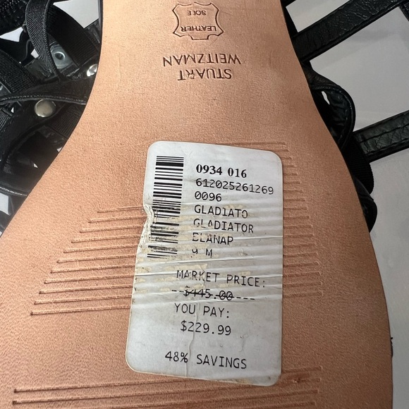 Stuart Weitzman Black Knee-High Gladiator Sandals - Picture 8 of 8